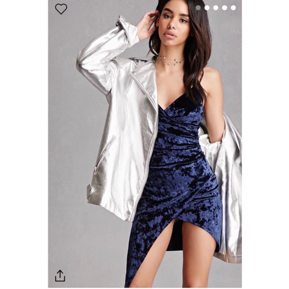 Velvet Navy Blue Asymmetrical Bodycon Dress